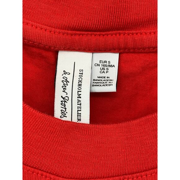 & OTHER STORIES Women's Red Oversized Boxy Crewneck Short Sleeve T-Shirt SZ S - Picture 8 of 9